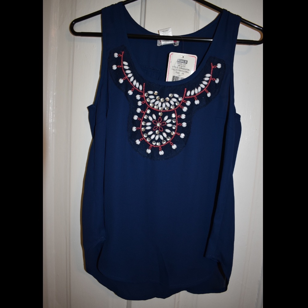 Navy jeweled dress shirt